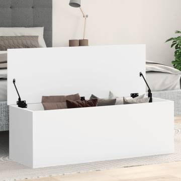 Storage Box White 102x35x35 cm | Durable Engineered Wood