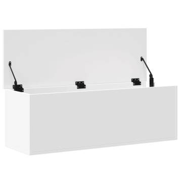 Storage Box White 102x35x35 cm | Durable Engineered Wood