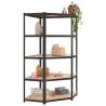 5-Layer Heavy-Duty Shelves - Grey Steel & Engineered Wood - 2 pcs