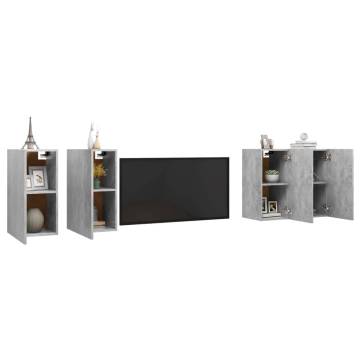 Stylish 4-Pc TV Cabinets in Concrete Grey | Hipomarket