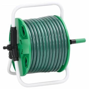 Free Standing Green Hose Reel with 20m PVC Hose Fitting Set