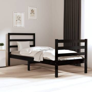 Black Solid Wood Pine Bed Frame 90x190 cm - Stylish & Sturdy