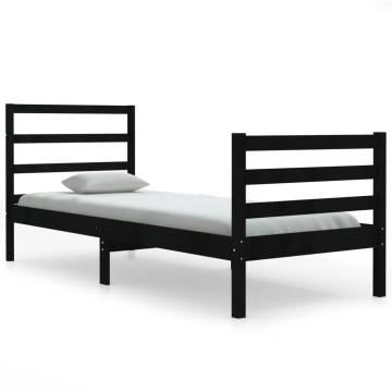 Black Solid Wood Pine Bed Frame 90x190 cm - Stylish & Sturdy