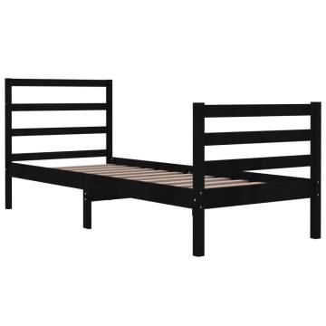 Black Solid Wood Pine Bed Frame 90x190 cm - Stylish & Sturdy