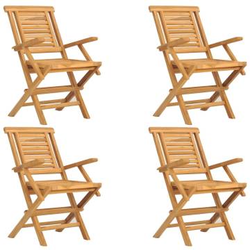 Folding Garden Chairs - 4 pcs Solid Teak | HipoMarket