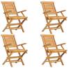 Folding Garden Chairs - 4 pcs Solid Teak | HipoMarket