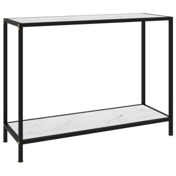 Stylish White Console Table 100x35x75 cm - Tempered Glass