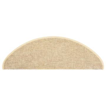 Beige Sisal-Look Stair Mats - 15 pcs Self-Adhesive | Hipo Market