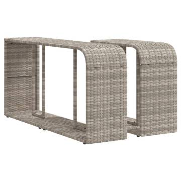 Storage Shelves 2 pcs Light Grey Poly Rattan for Outdoor Use