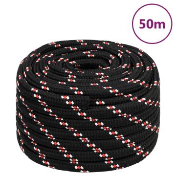 Durable Black Boat Rope 20mm x 50m - Polypropylene