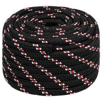 Durable Black Boat Rope 20mm x 50m - Polypropylene