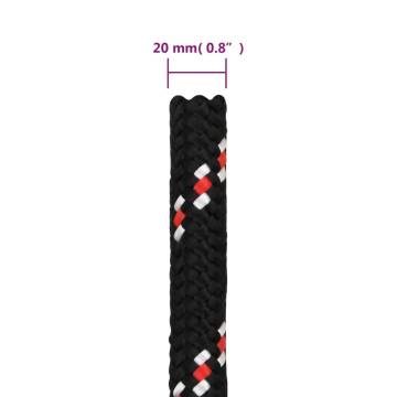 Durable Black Boat Rope 20mm x 50m - Polypropylene