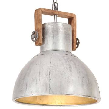 Industrial Hanging Lamp 25W Silver Round 40cm E27 - HipoMarket