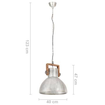 Industrial Hanging Lamp 25W Silver Round 40cm E27 - HipoMarket