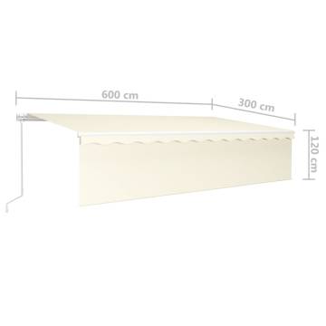 Manual Retractable Awning with LED 6x3m - Cream