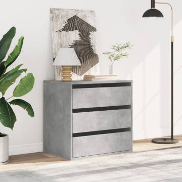 Corner Chest of Drawers - Concrete Grey Engineered Wood 60x41x58cm