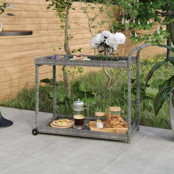 Stylish Grey Bar Cart - 100x45x83 cm Poly Rattan