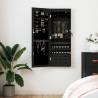  Mirror Jewellery Cabinet Wall Mounted Black 37.5x10x106 cm Colour black Quantity in Package 1 