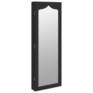 Black Wall Mounted Mirror Jewellery Cabinet - 37.5x10x106 cm