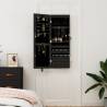 Black Wall Mounted Mirror Jewellery Cabinet - 37.5x10x106 cm