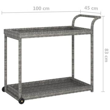 Stylish Grey Bar Cart - 100x45x83 cm Poly Rattan