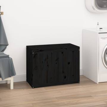 Laundry Box Black - Solid Pine Wood 88.5x44x66 cm