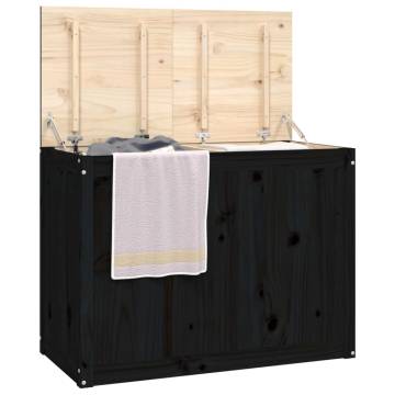 Laundry Box Black - Solid Pine Wood 88.5x44x66 cm