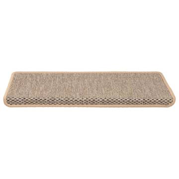 Stair Mats Self-Adhesive Sisal-Look 15 pcs - Light Beige