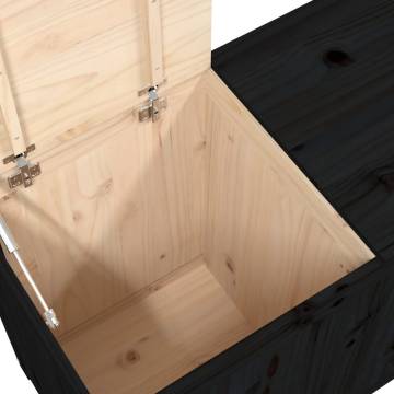 Laundry Box Black - Solid Pine Wood 88.5x44x66 cm