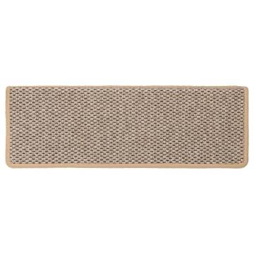 Stair Mats Self-Adhesive Sisal-Look 15 pcs - Light Beige