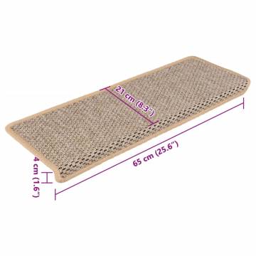 Stair Mats Self-Adhesive Sisal-Look 15 pcs - Light Beige