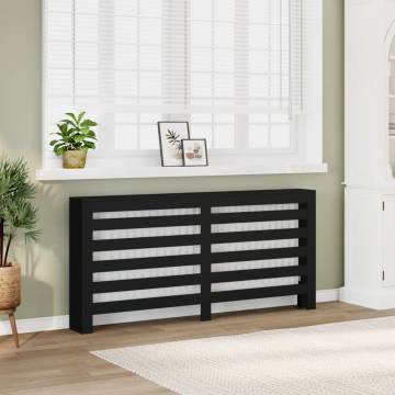 Stylish Black Radiator Cover - 175x20x82 cm Engineered Wood