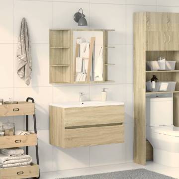 Bathroom Mirror Cabinet Sonoma Oak - 80x20.5x64 cm