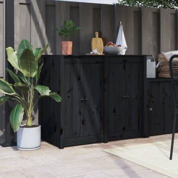 Elegant Black Outdoor Kitchen Doors - 50x9x82 cm Pine Wood