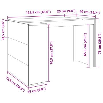 Stylish White Office Desk - 123.5x73.5x75 cm | HipoMarket