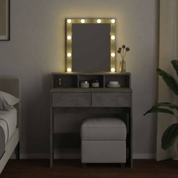 Dressing Table with LED - Concrete Grey 80x41x144.5 cm