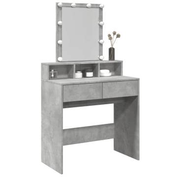 Dressing Table with LED - Concrete Grey 80x41x144.5 cm