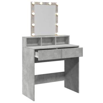 Dressing Table with LED - Concrete Grey 80x41x144.5 cm