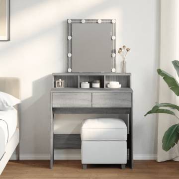 Dressing Table with LED - Grey Sonoma 80x41x144.5 cm