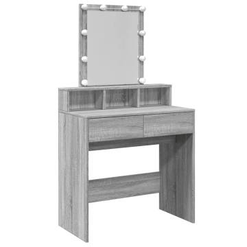 Dressing Table with LED - Grey Sonoma 80x41x144.5 cm