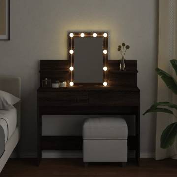 Stylish Dressing Table with LED - Brown Oak 100x40x130 cm