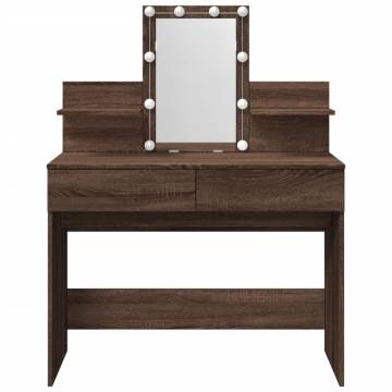 Stylish Dressing Table with LED - Brown Oak 100x40x130 cm