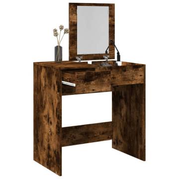 Stylish Dressing Table with Mirror in Smoked Oak | Hipo Market