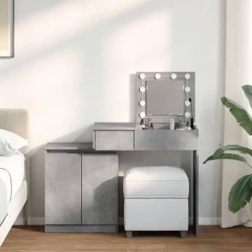 Dressing Table with LED in Concrete Grey - 115x37x110.5 cm