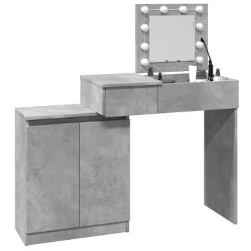 Dressing Table with LED in Concrete Grey - 115x37x110.5 cm