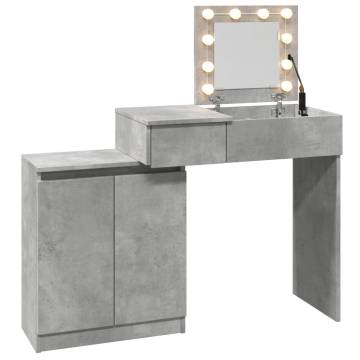 Dressing Table with LED in Concrete Grey - 115x37x110.5 cm