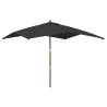 Garden Parasol with Wooden Pole - Black 300x300 cm