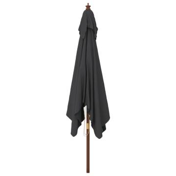 Garden Parasol with Wooden Pole - Black 300x300 cm