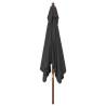 Garden Parasol with Wooden Pole - Black 300x300 cm