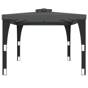 Anthracite Gazebo with Double Roof 3.98x2.98 m | Hipomarket